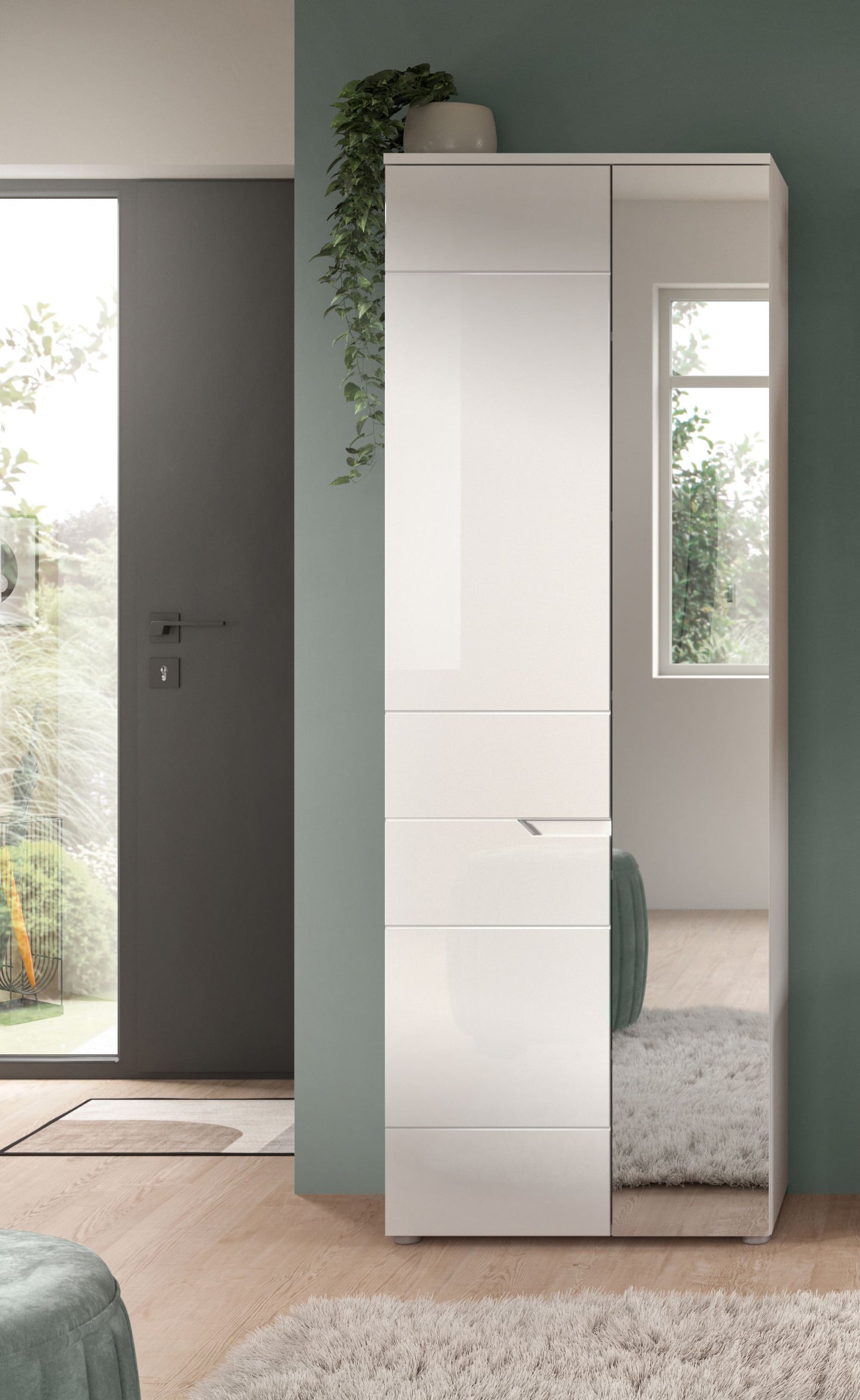 Armoire de vestiaire SOLERO (L/H/P : env. 68/193/37 cm) en blanc/blanc brillant