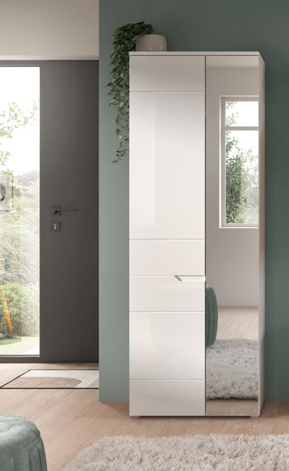 Armoire de vestiaire SOLERO (L/H/P : env. 68/193/37 cm) en blanc/blanc brillant