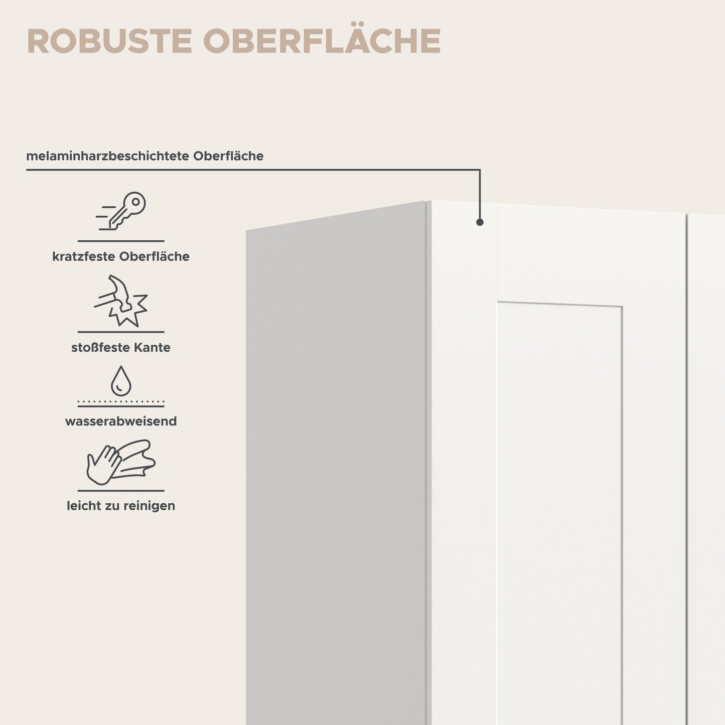Combinaison d'armoires VISBY (L/H/P : env. 160/194/56 cm) en blanc/blanc