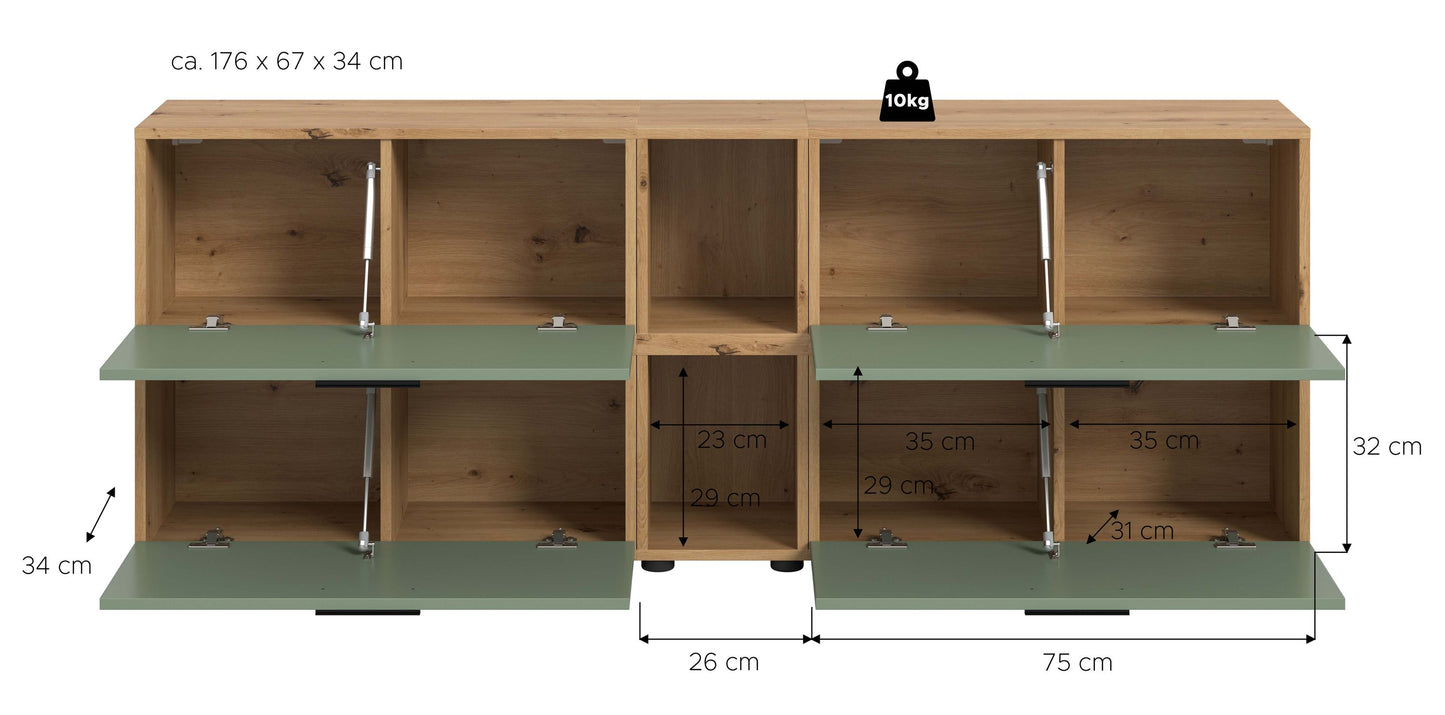 Homes & Jones Wohnwand 2-tlg. TV Möbel Modular Lowboard, Wohnzimmerschrank