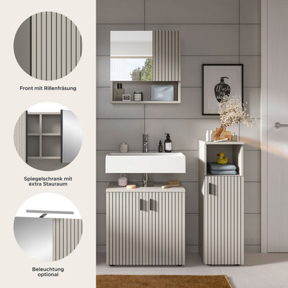 Bathroom Set MONE (W/H/D: approx. 105/192/30 cm) in cashmere/cashmere