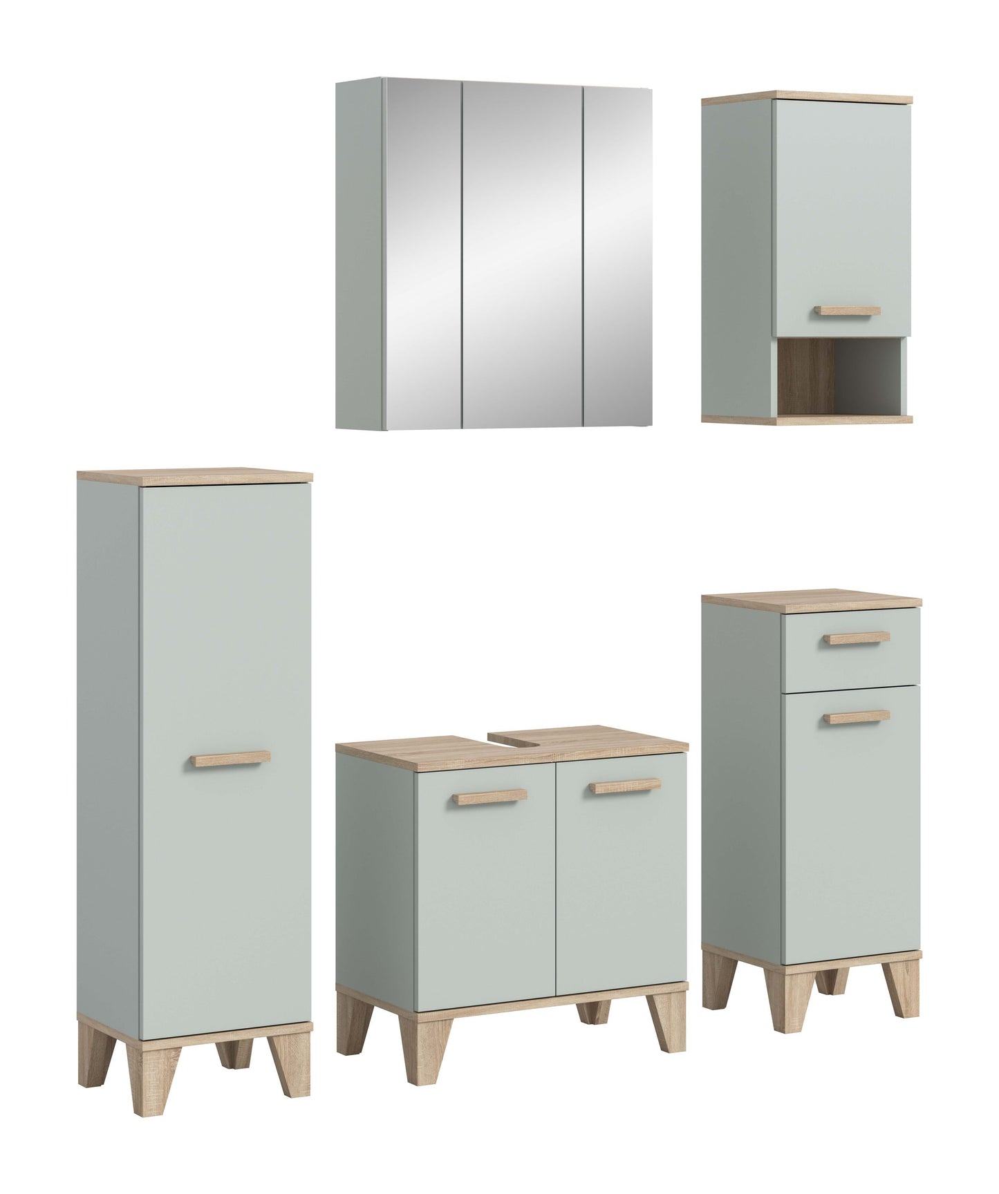 Ensemble de salle de bain STAR (L/H/P : env. 158/190/34 cm) en vert clair/vert clair