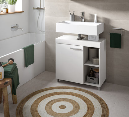 Meuble bas sous lavabo NOAH (L/H/P : env. 65/63/31 cm) en blanc/blanc