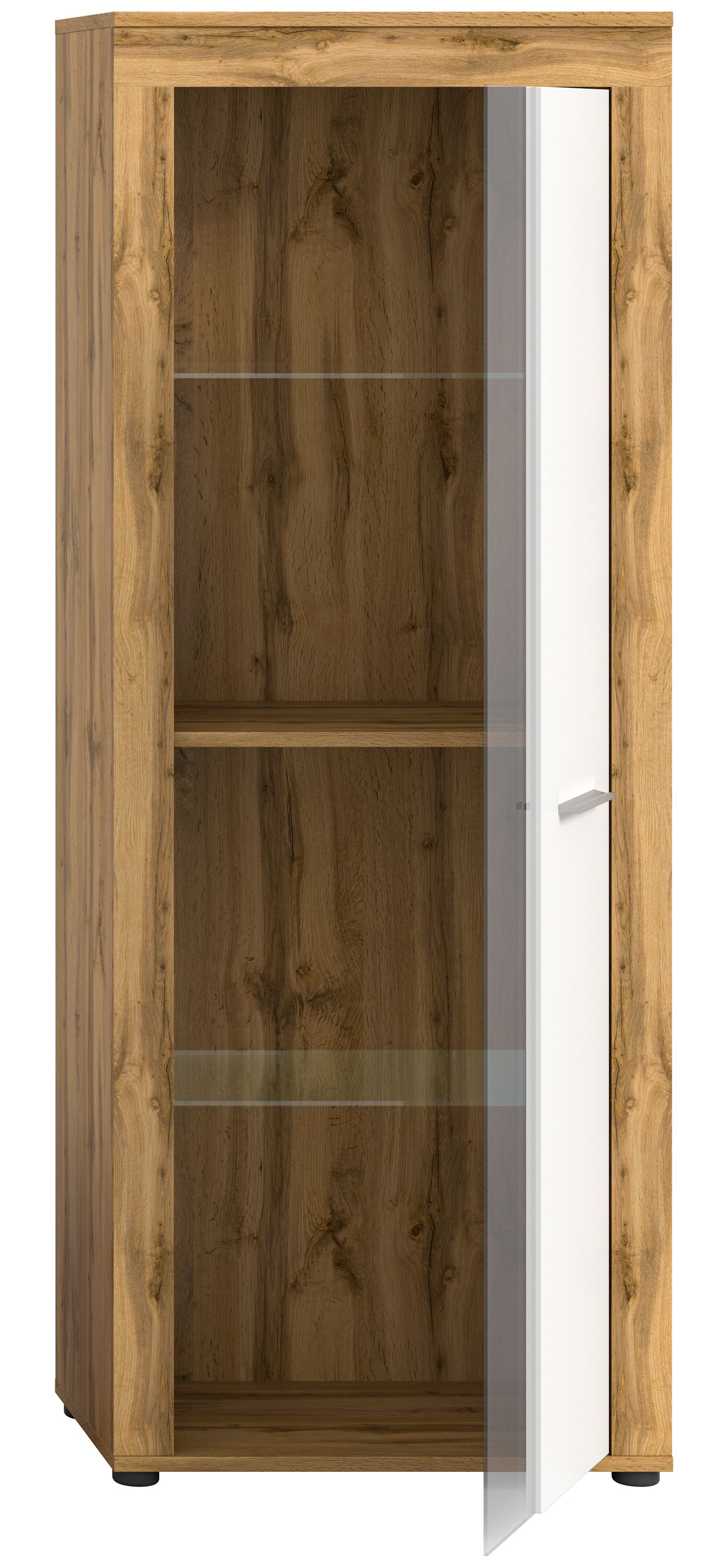 Homes & Jones Vitrinenschrank 60 cm breit, Wohnzimmerschrank, Wohnmöbel
