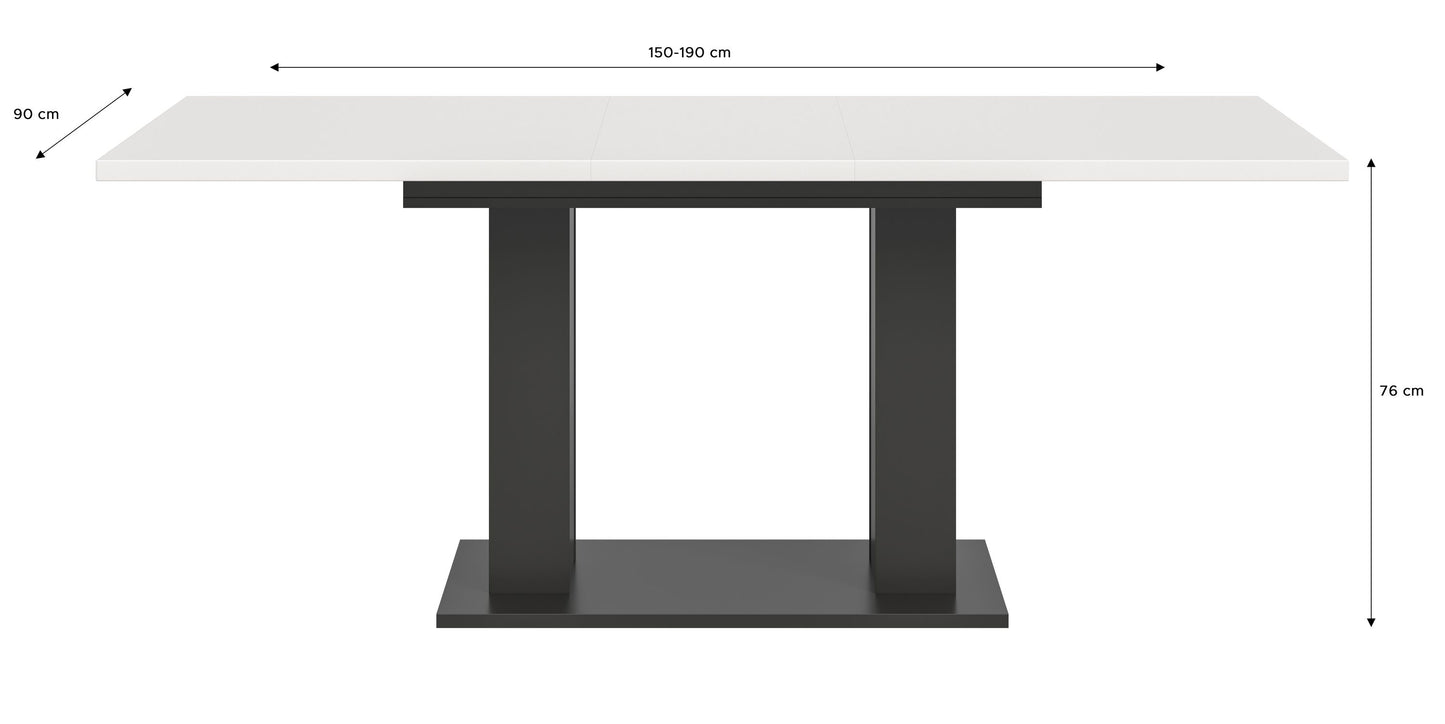 Table de salle à manger MOTION (L/H/P : env. 150/76/90 cm) en blanc/cachemire