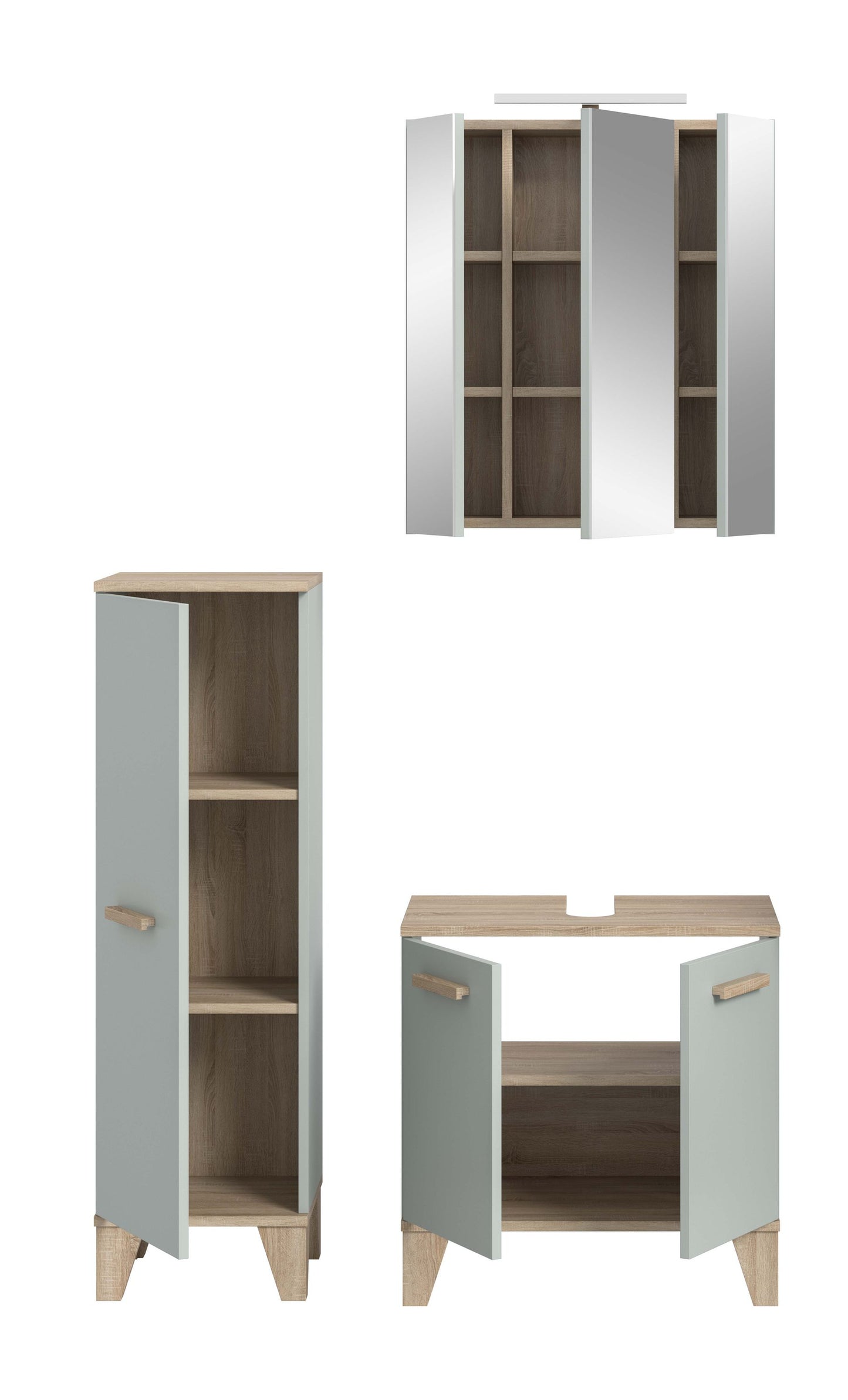 Ensemble de salle de bain avec éclairage STAR (L/H/P : env. 109/190/34 cm) en vert clair/vert clair