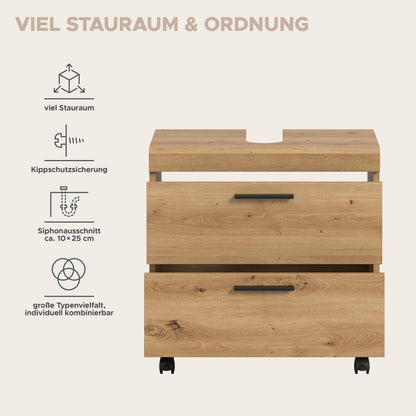Homes & Jones Waschbeckenunterschrank auf Rollen, Schrank easy to handle