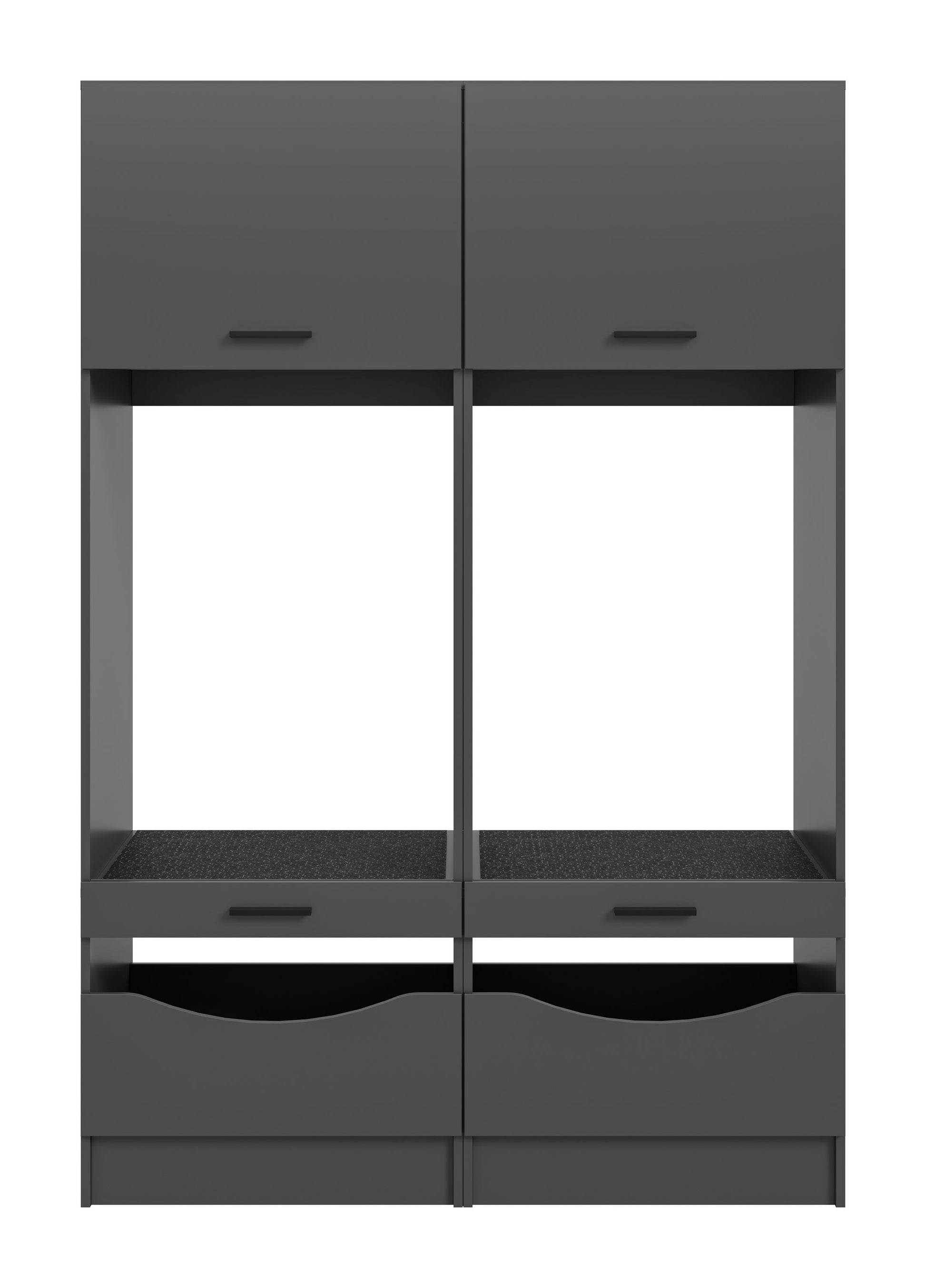 Waschmaschinenschrank-Set (2-teilig) mit Fächern und Schubladen, grau