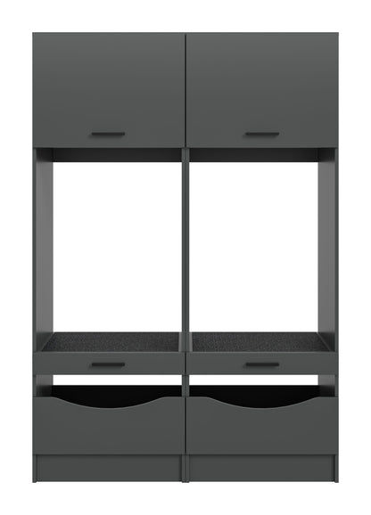 Waschmaschinenschrank-Set (2-teilig) mit Fächern und Schubladen, grau