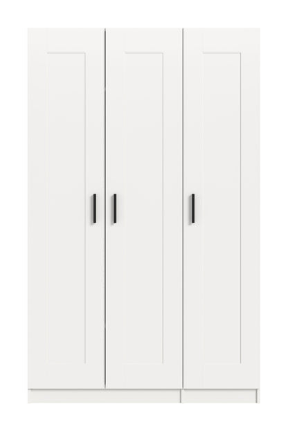 Armoire 3 portes VISBY (L/H/P : env. 120/195/56 cm) en blanc/blanc