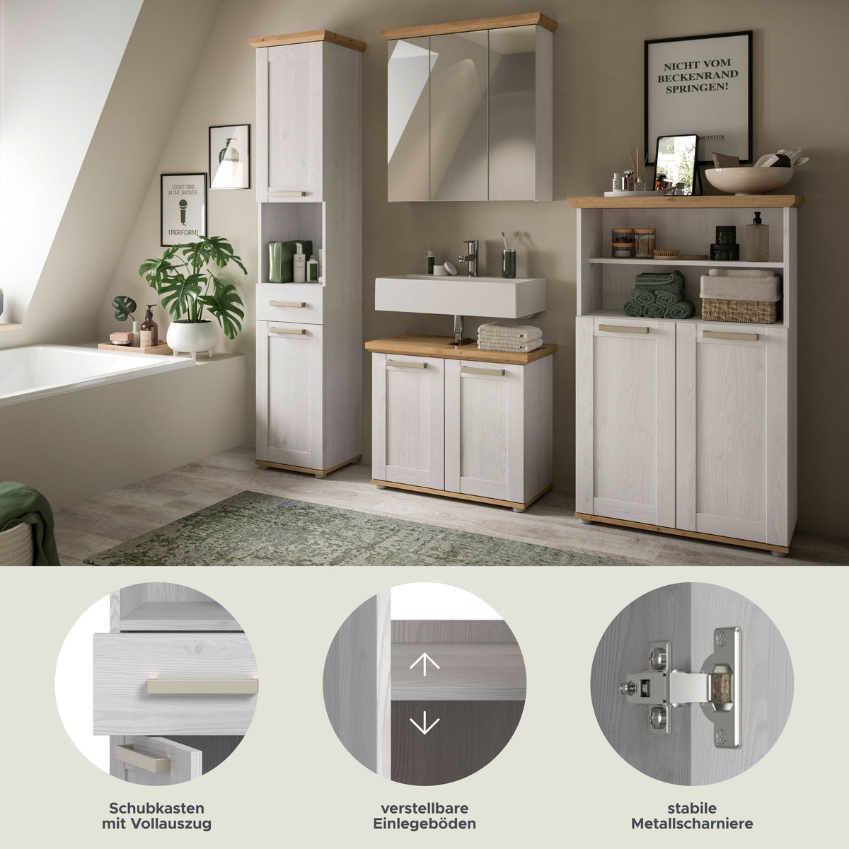 Bathroom set VERONA (W/H/D: approx. 213/187/34 cm) in Sibiu Larch reproduction/Sibiu Larch reproduction
