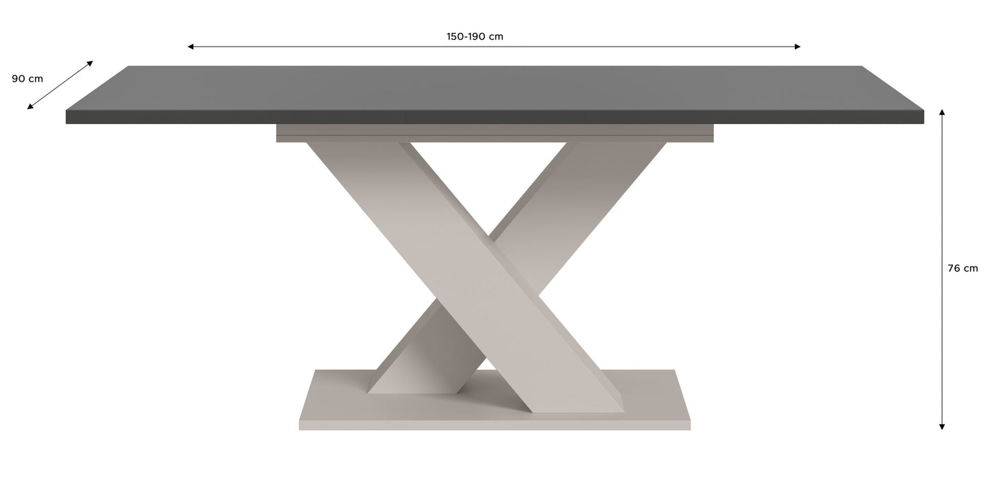 Table de salle à manger MOTION (L/H/P : env. 150/76/90 cm) en blanc/cachemire