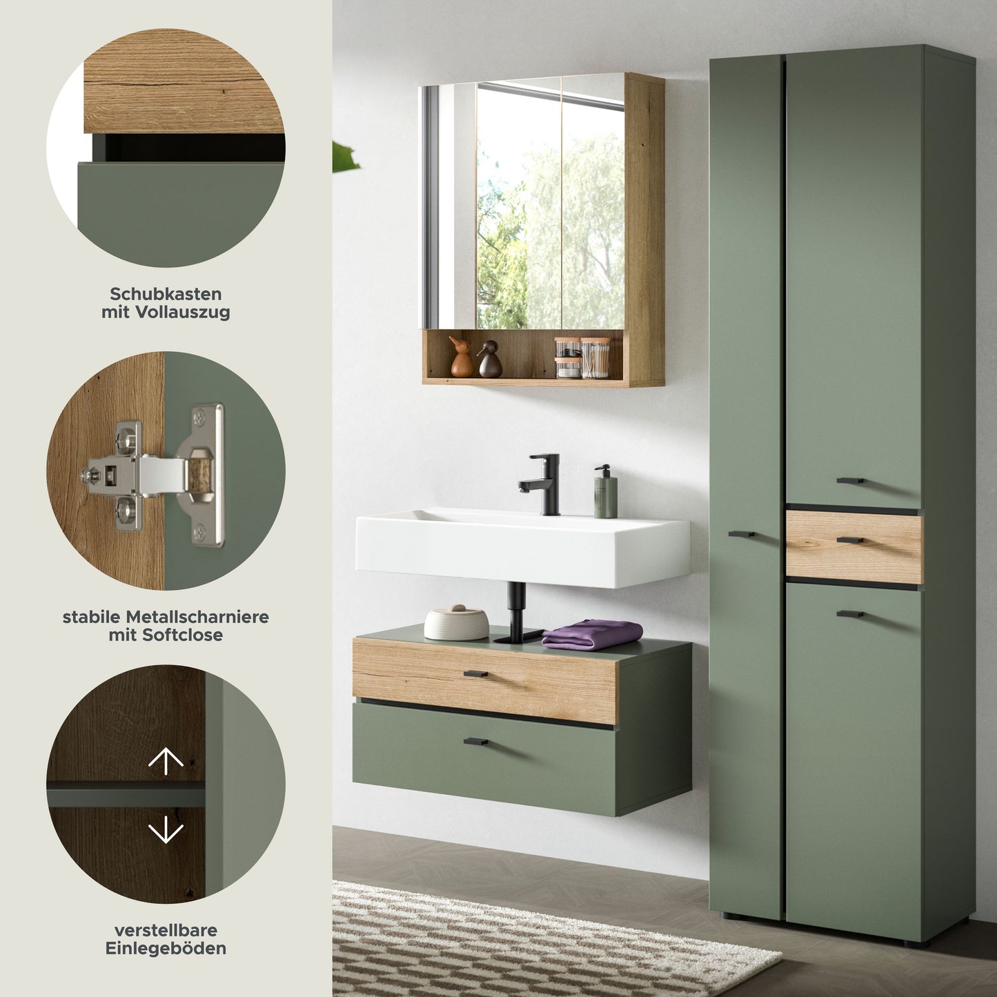 Homes & Jones Badmöbelset 2-tlg. Badmöbelset mit Badspiegelschrank, Badmöbel