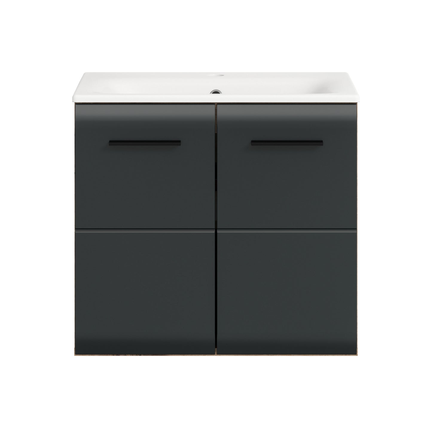 Meuble sous-vasque avec lavabo ICE (L/H/P : env. 60/55/46 cm) imitation chêne Nox/noir mat