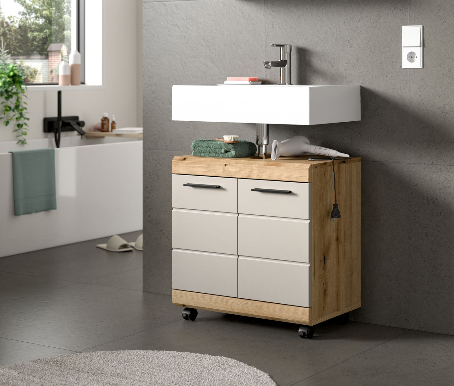 Homes & Jones Waschbeckenunterschrank auf Rollen, Schrank easy to handle