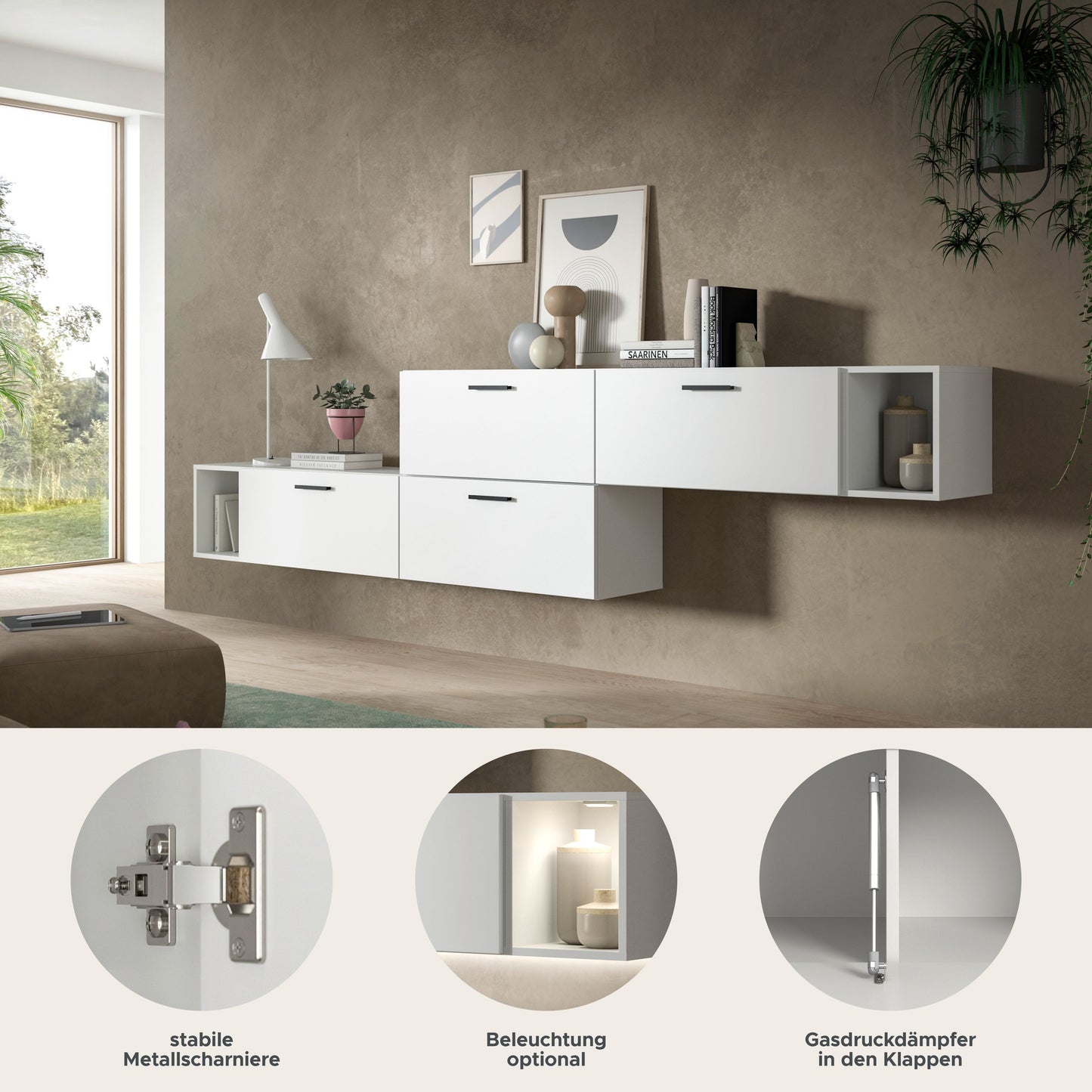 Homes & Jones Wohnwand 2-tlg. TV Möbel Modular Lowboard, Wohnzimmerschrank
