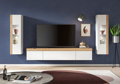 Homes & Jones Wohnwand 3-tlg. weiß, Lowboard für TV bis 70 Zoll geeignet
