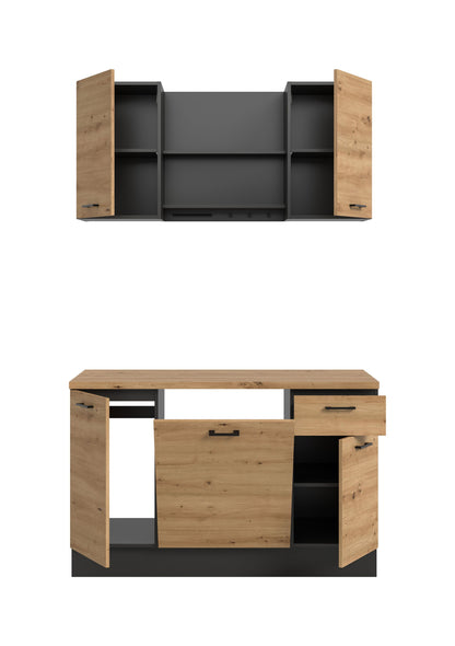Küchenzeile (ohne E-Geräte) (B/H/T 140x211x60 cm) in Artisan Eiche Nachbildung