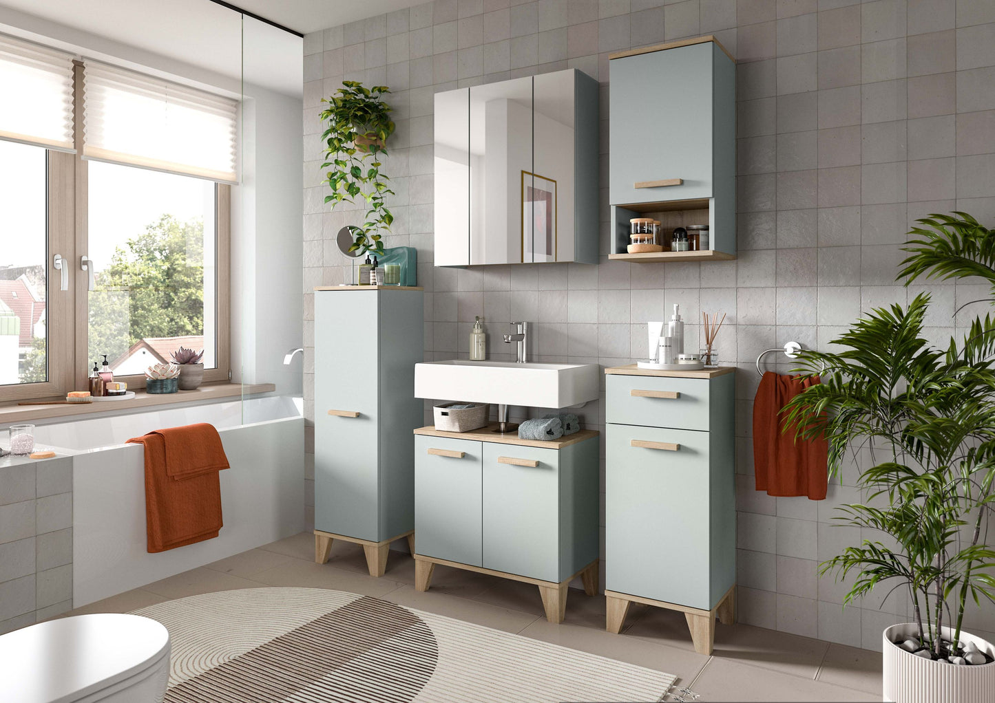 Ensemble de salle de bain STAR (l/h/p : env. 60/190/34 cm) vert clair/vert clair