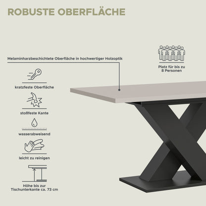 Table de salle à manger MOTION (L/H/P : env. 150/76/90 cm) en blanc/cachemire