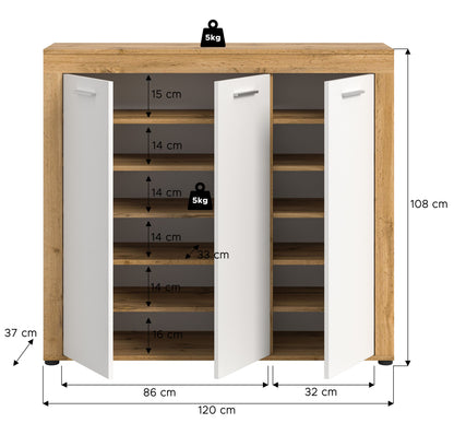 Homes & Jones Schuhschrank 120 cm breite, Garderobenschrank-Universalschrank