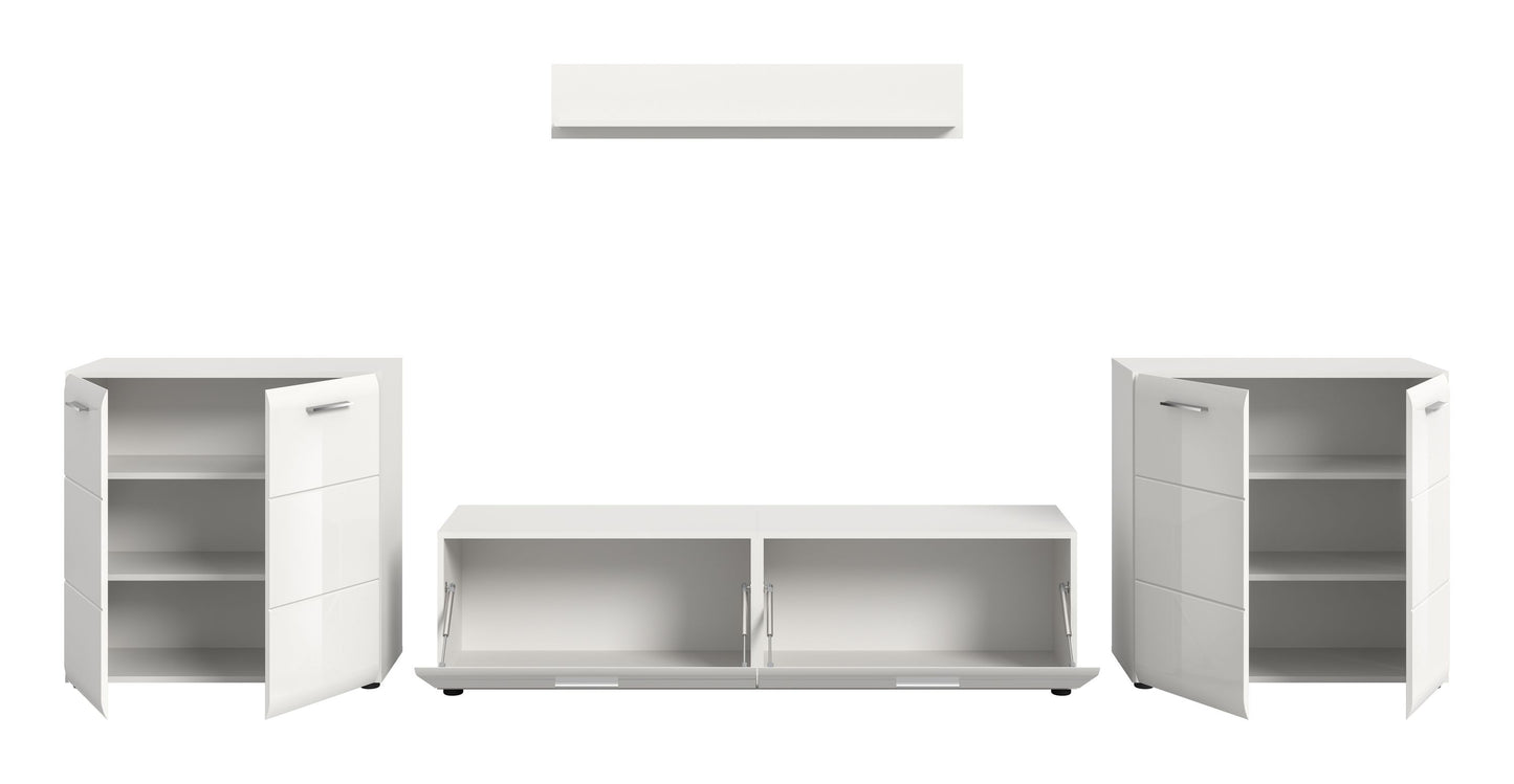 Meuble TV ICE (L/H/P: env. 350/160/41 cm) en blanc/blanc brillant