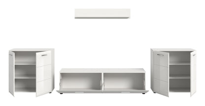 Meuble TV ICE (L/H/P: env. 350/160/41 cm) en blanc/blanc brillant