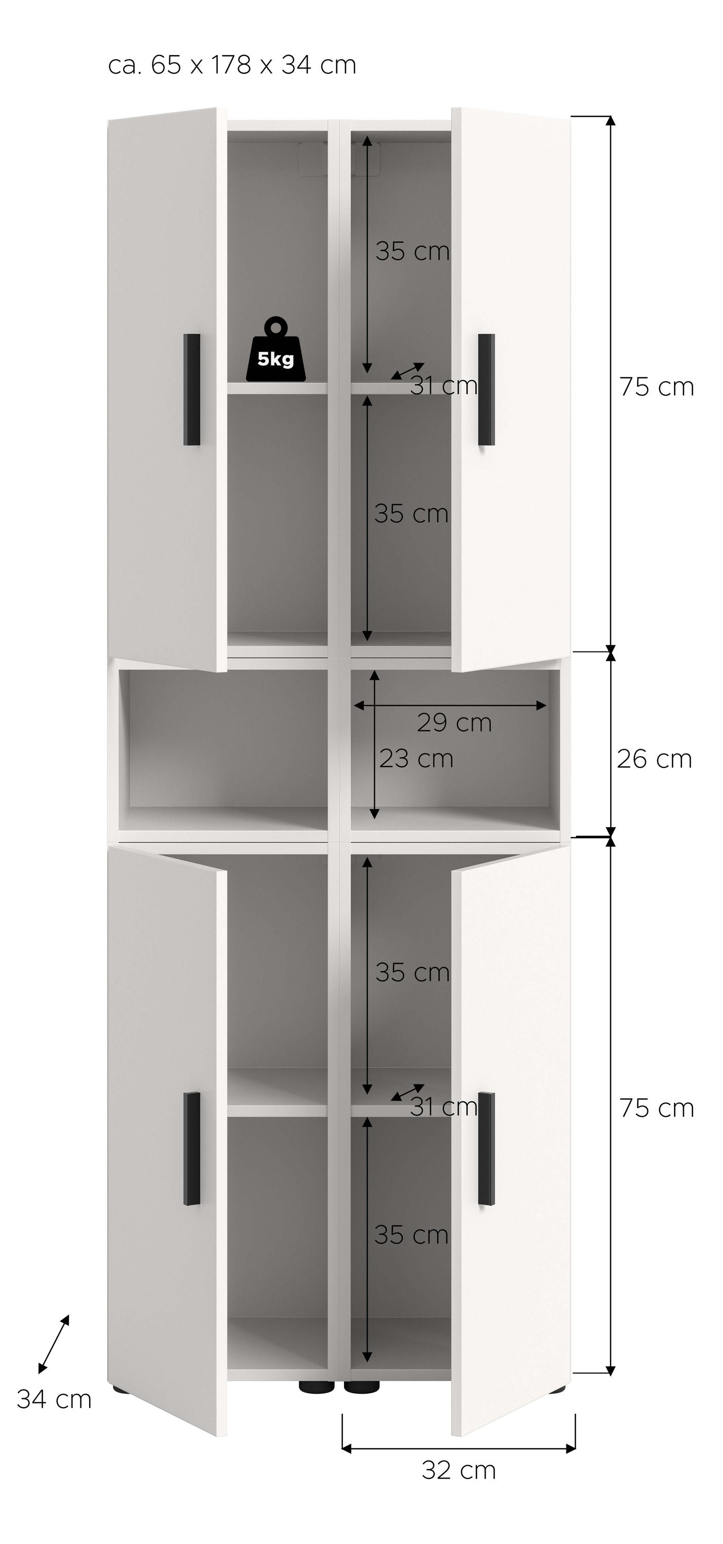 Wall Unit THE ONE (W/H/D: approx. 65/178/34 cm) in Artisan Oak finish/Smoke Green