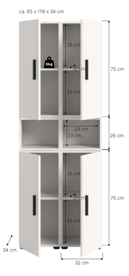Wall Unit THE ONE (W/H/D: approx. 65/178/34 cm) in Artisan Oak finish/Smoke Green