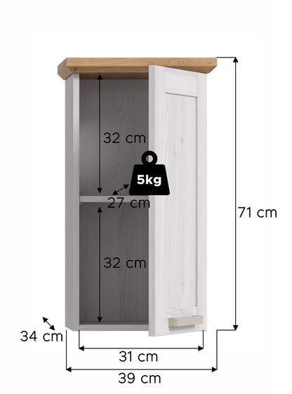 Wall cabinet VERONA (W/H/D: approx. 39/71/34 cm) in Sibiu Larch reproduction/Sibiu Larch reproduction