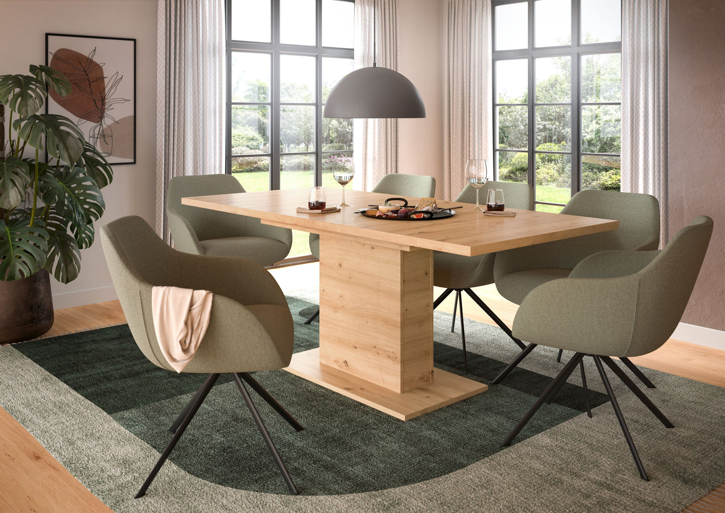 Homes & Jones Esstisch 150x76x90 cm, Esszimmertisch-Tisch mit Säulen Gestell