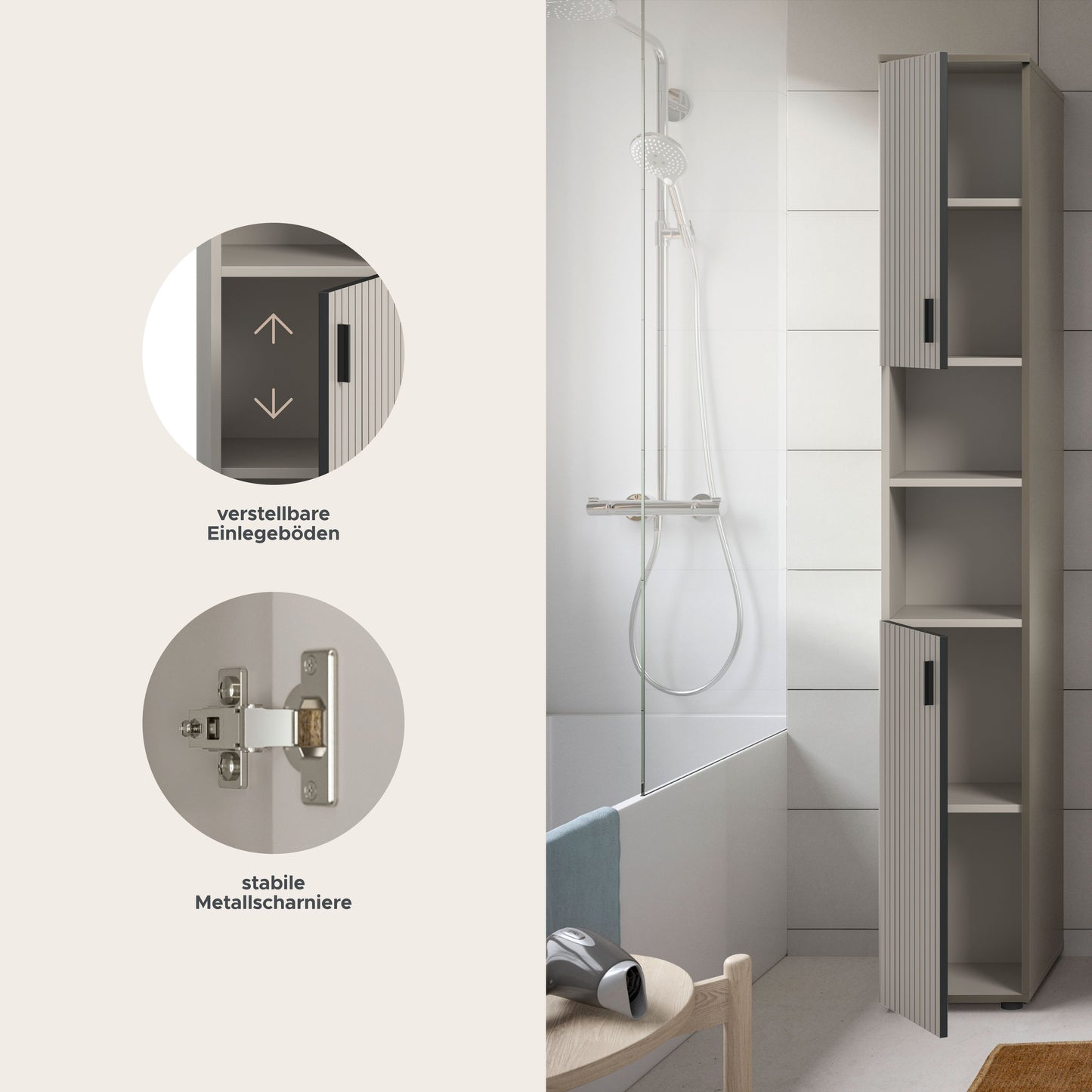 Meuble de salle de bain MONE (l/H/P : env. 30/192/30 cm) en cachemire/cachemire