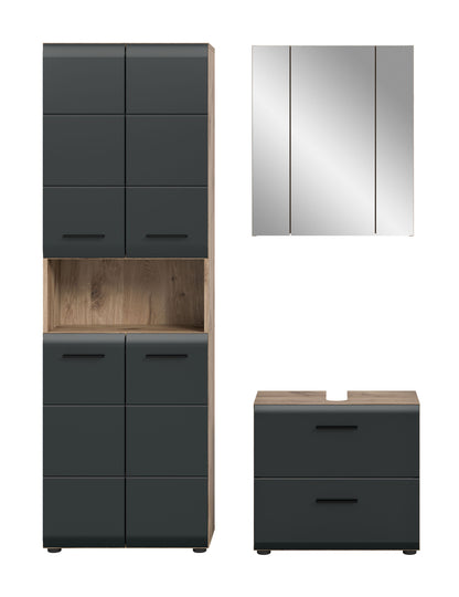 Badezimmerset von Homes & Jones: Hochschrank, Spiegelschrank & Waschtisch in Anthrazit