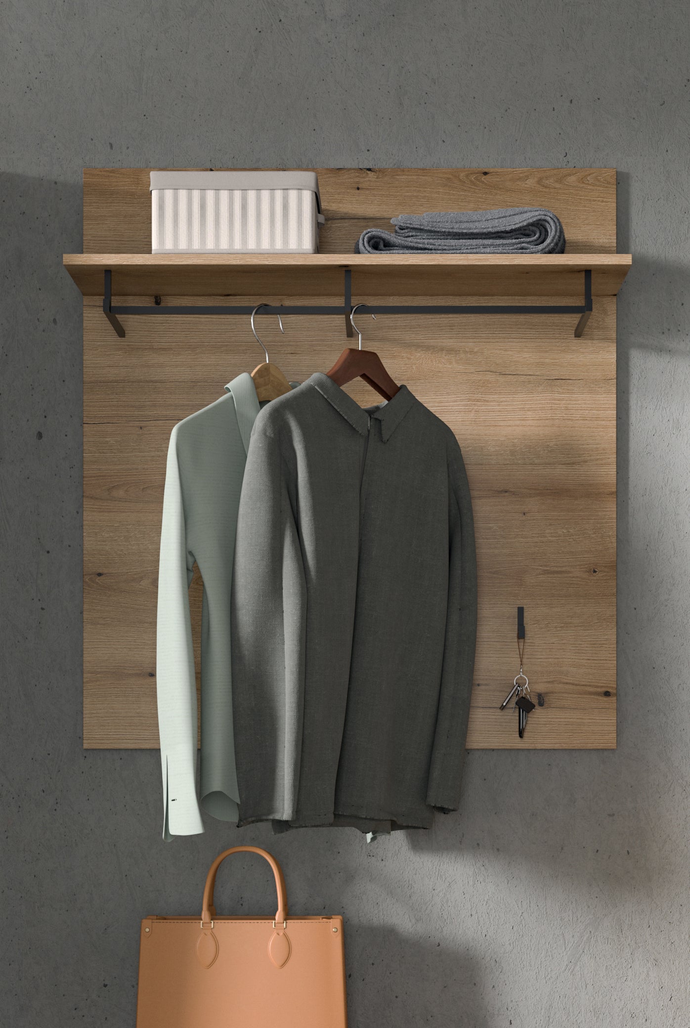 Homes & Jones Garderoben Paneel mit Hutablage und Kleiderhaken, Flurmöbel