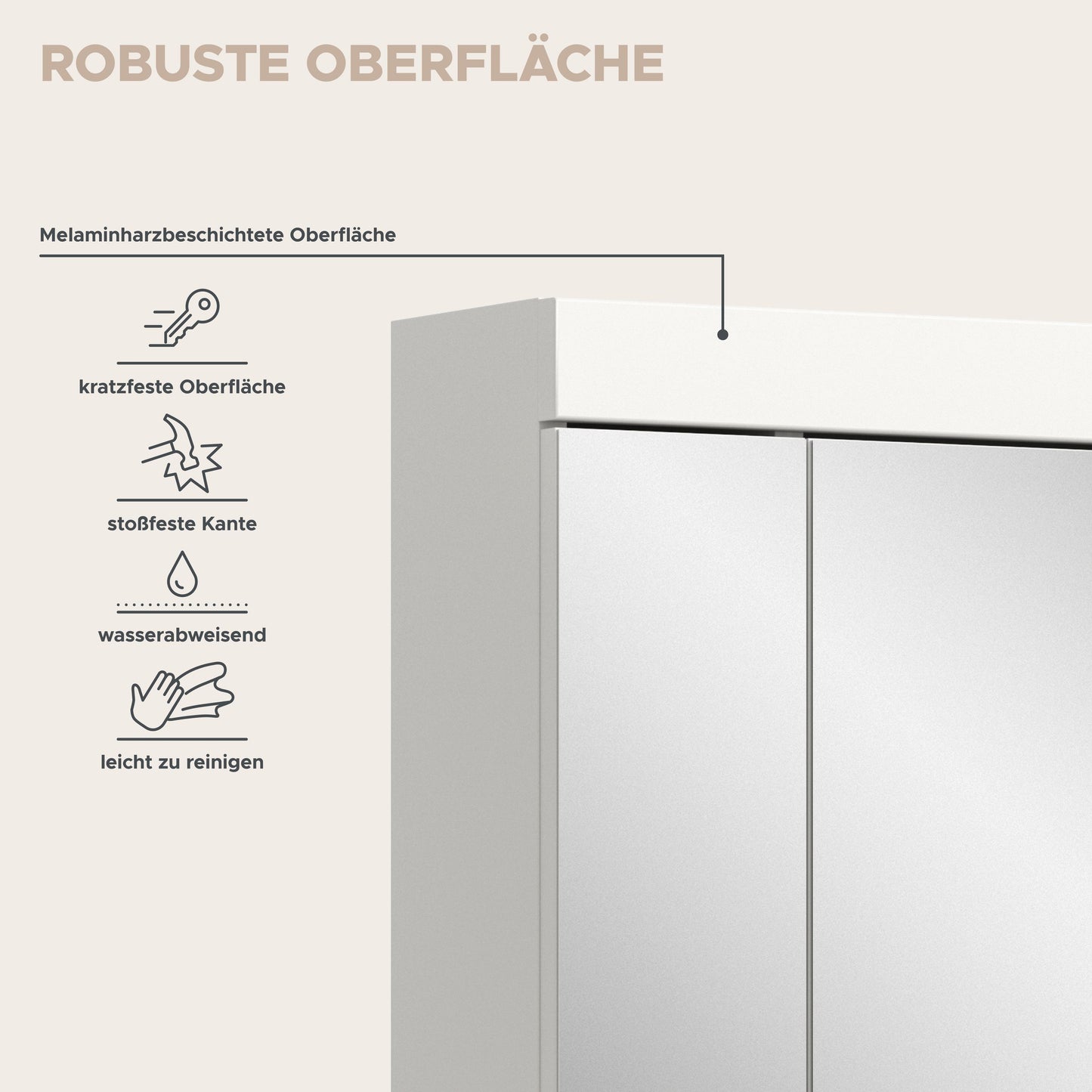 Viana Spiegelschrank (B/H/T: 60x70x18 cm) in Spiegelglas und Weiß