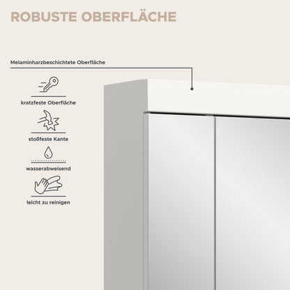 Viana Spiegelschrank (B/H/T: 60x70x18 cm) in Spiegelglas und Weiß