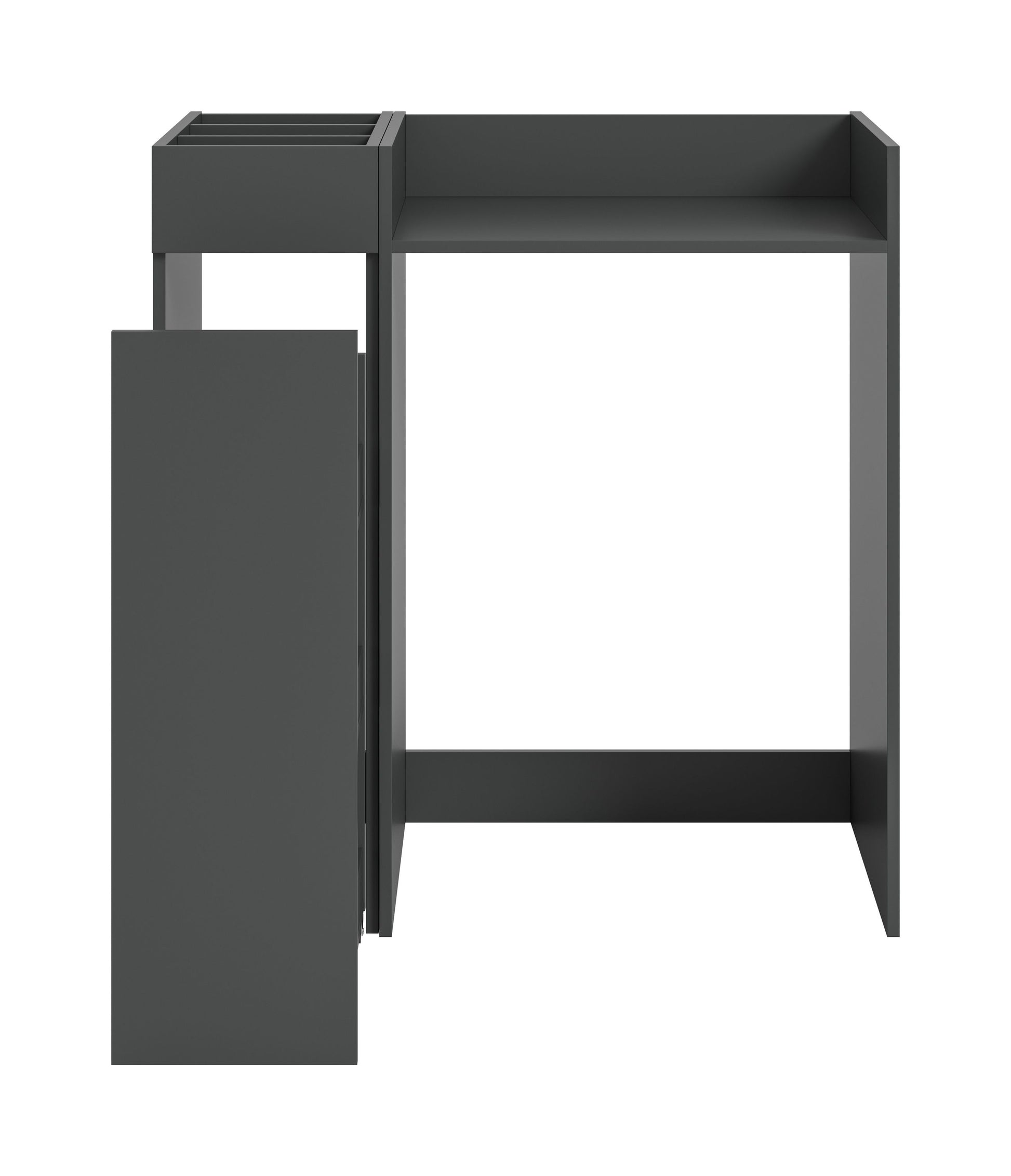 Homes & Jones Waschmaschinenschrank in dunklem Grau mit offenem Regal und Ablage