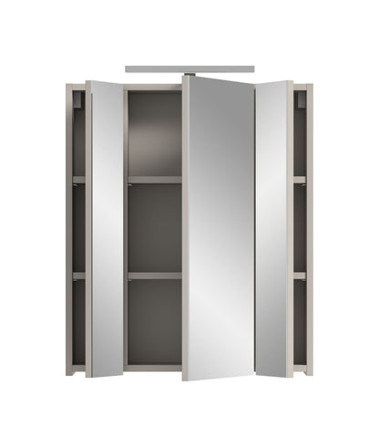 Armoire de toilette avec éclairage ICE (L/H/P : env. 60/70/18 cm) en imitation chêne Nox/noir mat