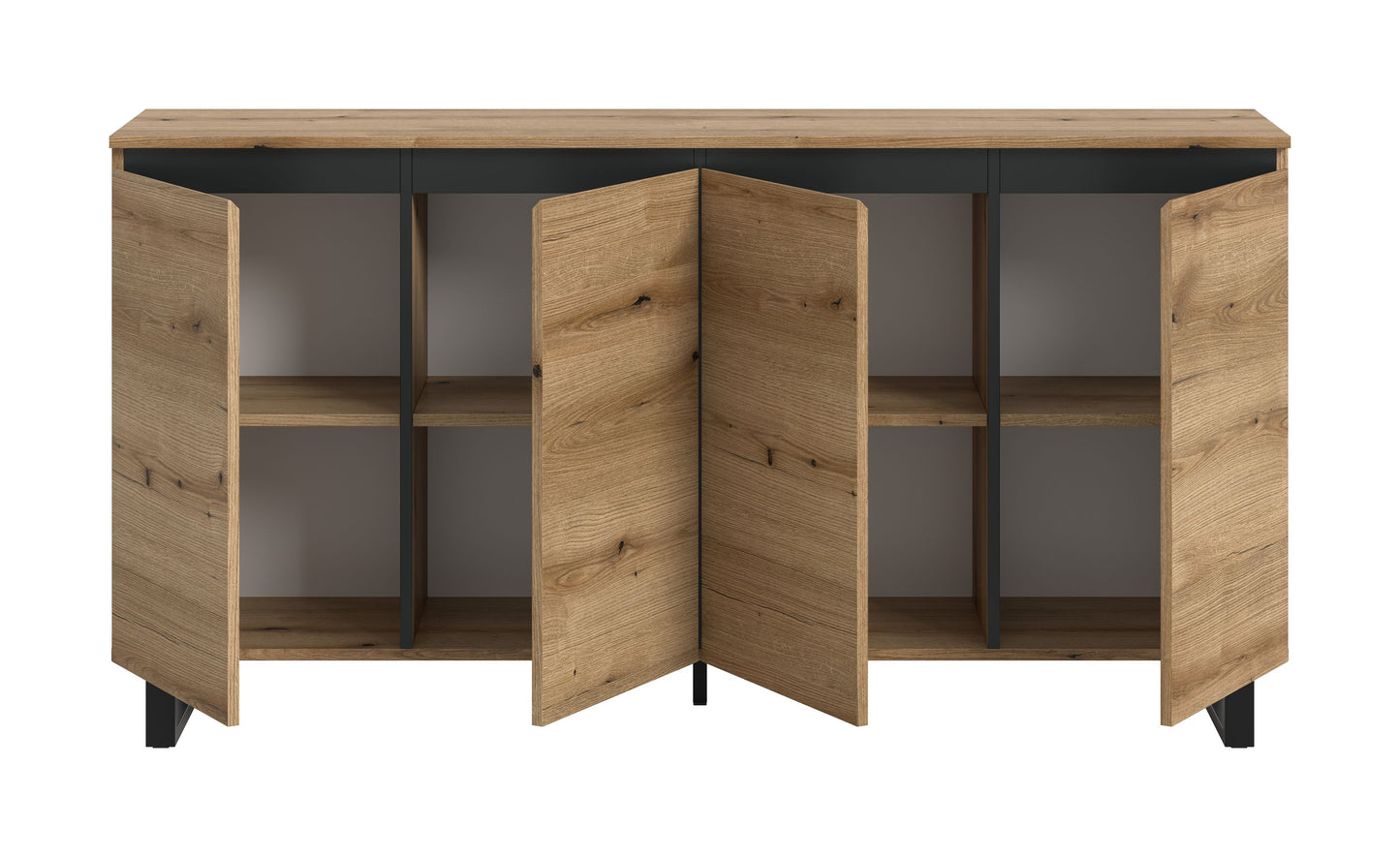 Buffet TOMASA (L/H/P : env. 160/84/36 cm) en imitation Chêne Evoke/imitation Chêne Evoke