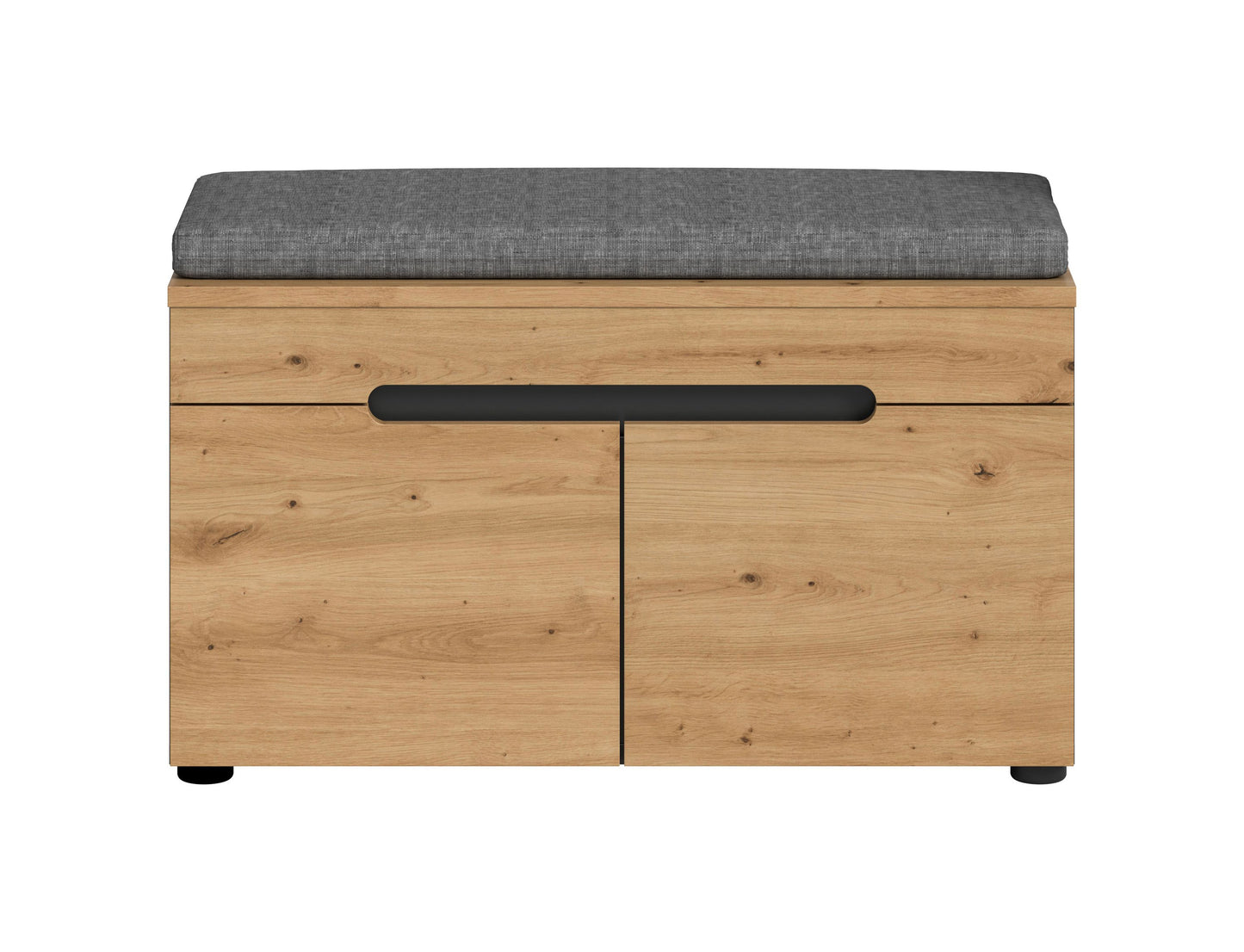 Banquette avec coussin d'assise CANU (L/H/P : env. 80/45/37 cm) gris basalte/vert fumée