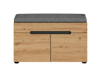 Banquette avec coussin d'assise CANU (L/H/P : env. 80/45/37 cm) gris basalte/vert fumée