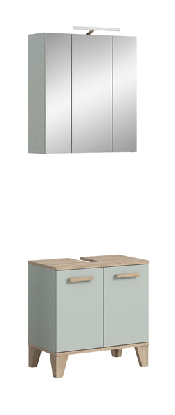 Ensemble de salle de bain avec éclairage STAR (L/H/P : env. 60/190/34 cm) en vert clair/vert clair