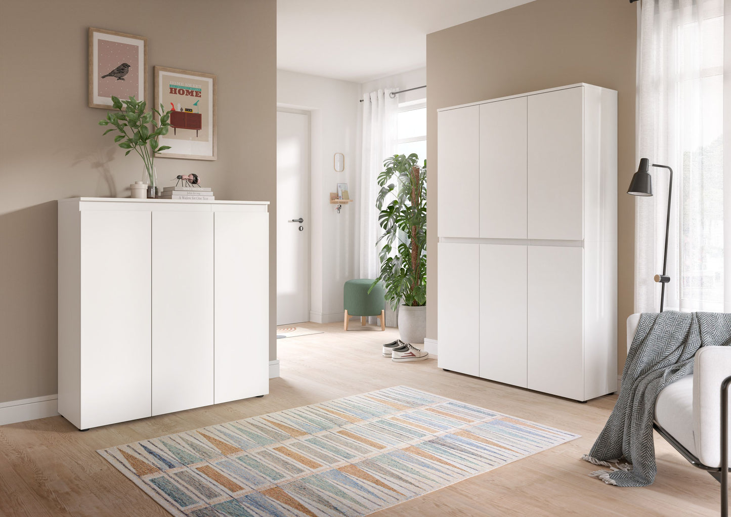 Armoire universelle SCARPA (L/H/P : env. 235/175/37 cm) en vert fumée/vert fumée