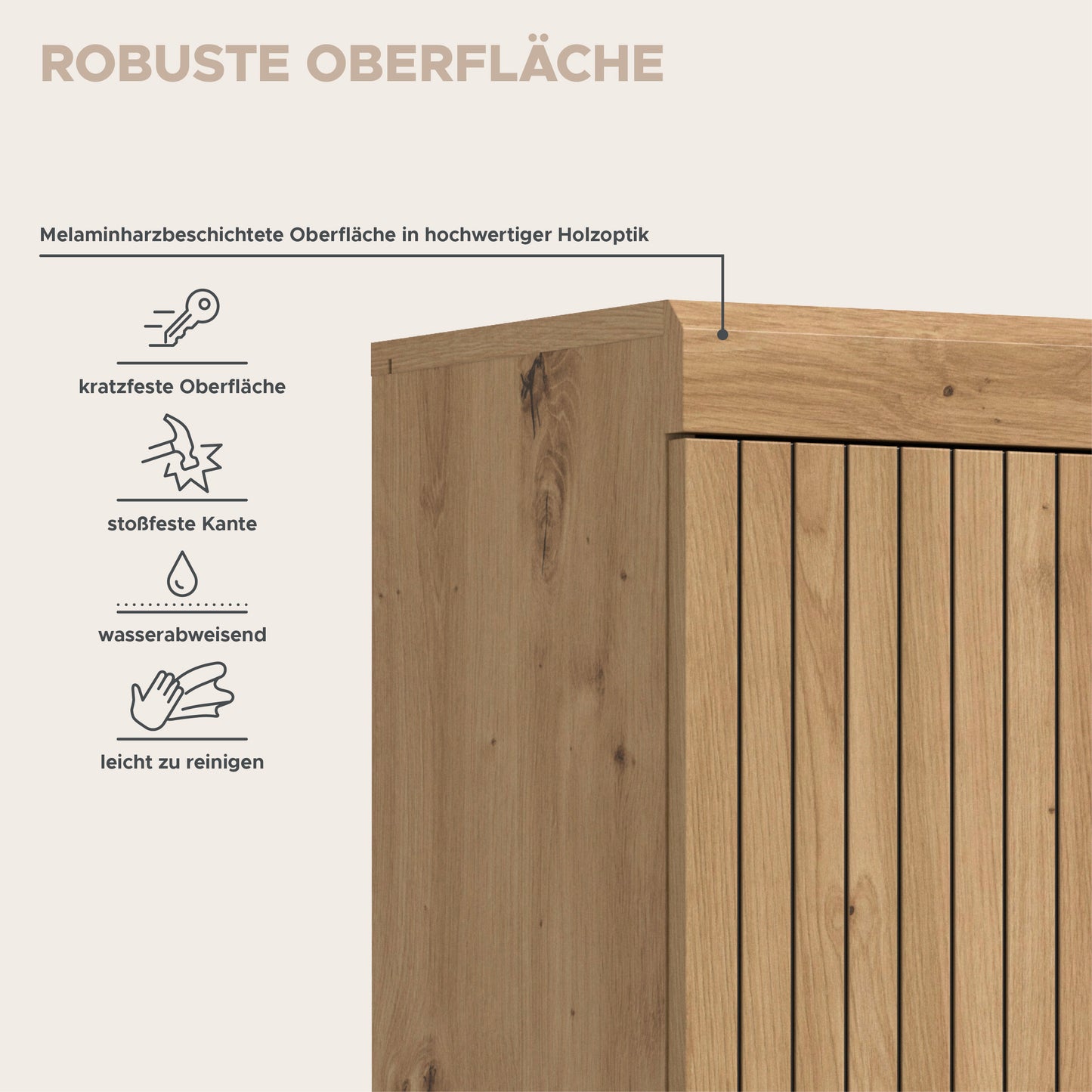 Homes & Jones Badezimmer-Hängeschrank mit melaminharzbeschichteter, kratzfester Oberfläche
