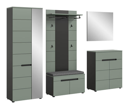 CANU wardrobe set incl. seat cushion (W/H/D: approx. 255/190/37 cm) in Basalt grey/Smoke Green