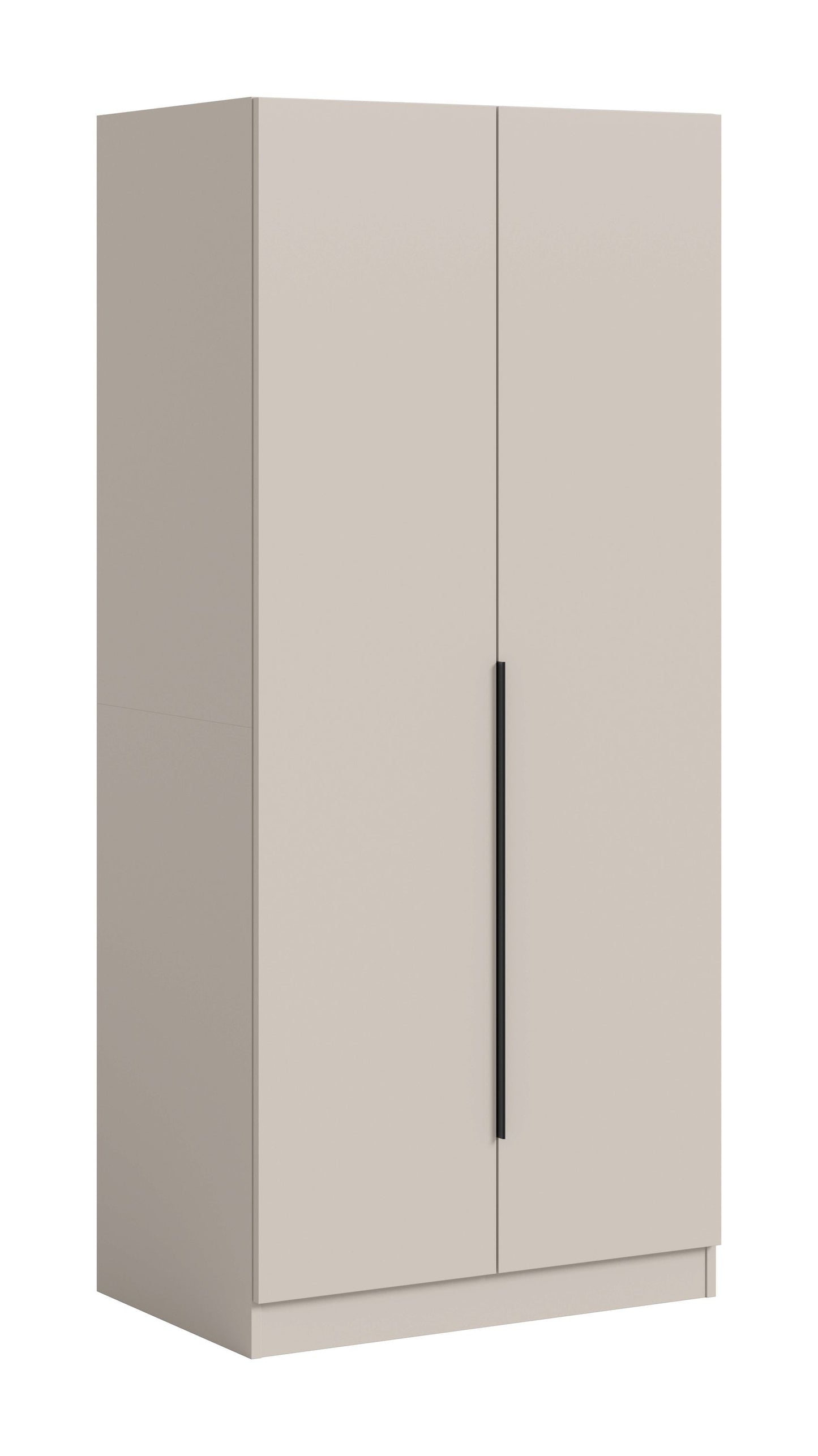 Zweitüriger Kleiderschrank mit langem Griff, hellbeige und grau im Korpus