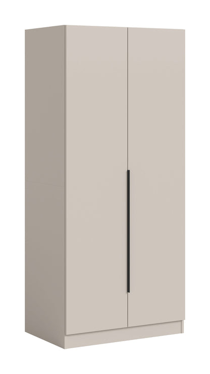 Zweitüriger Kleiderschrank mit langem Griff, hellbeige und grau im Korpus