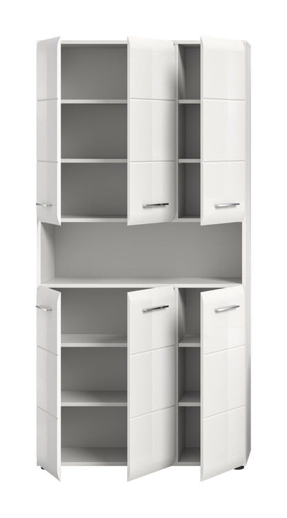 Meuble de rangement polyvalent ICE (L/H/P : env. 90/185/30 cm) en imitation chêne Nox/noir mat