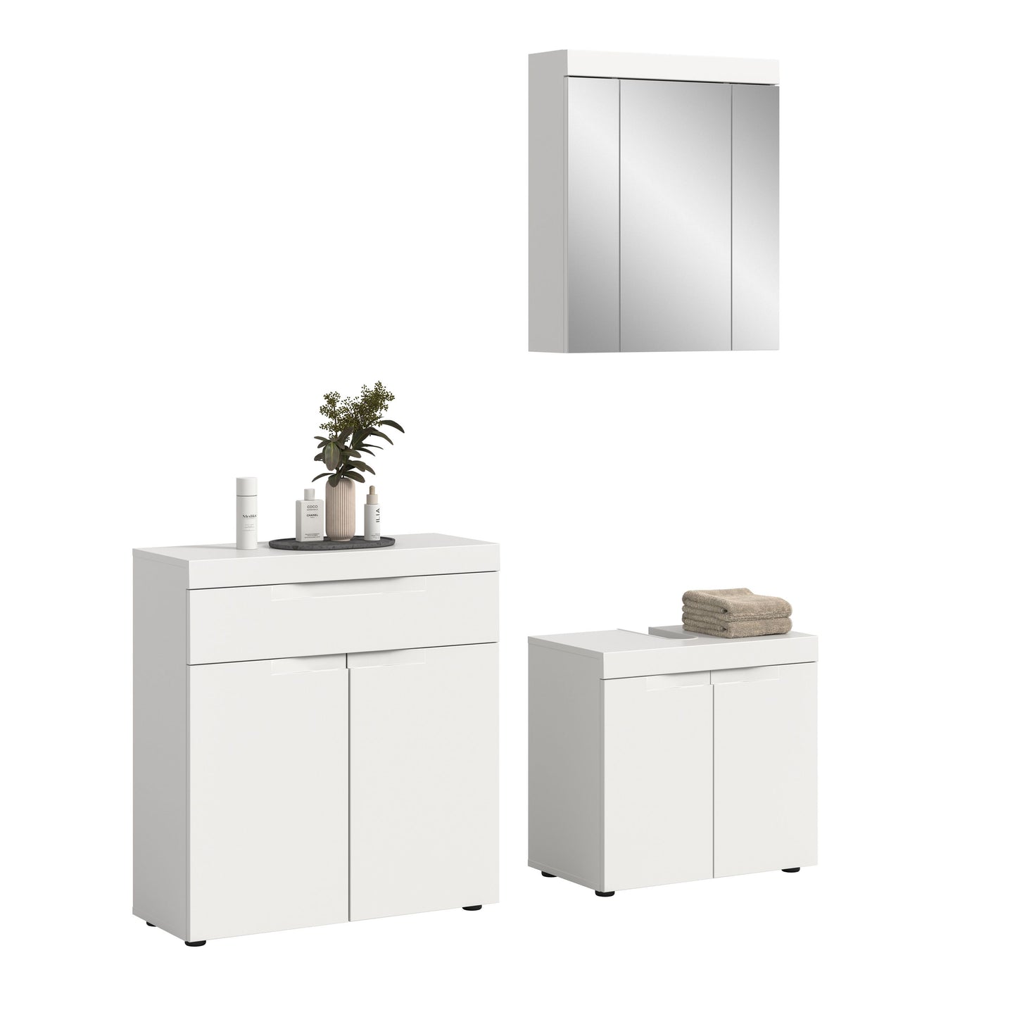 Viana Badkombination (B/H/T: 150x194x34 cm) in Weiß matt und Weiß