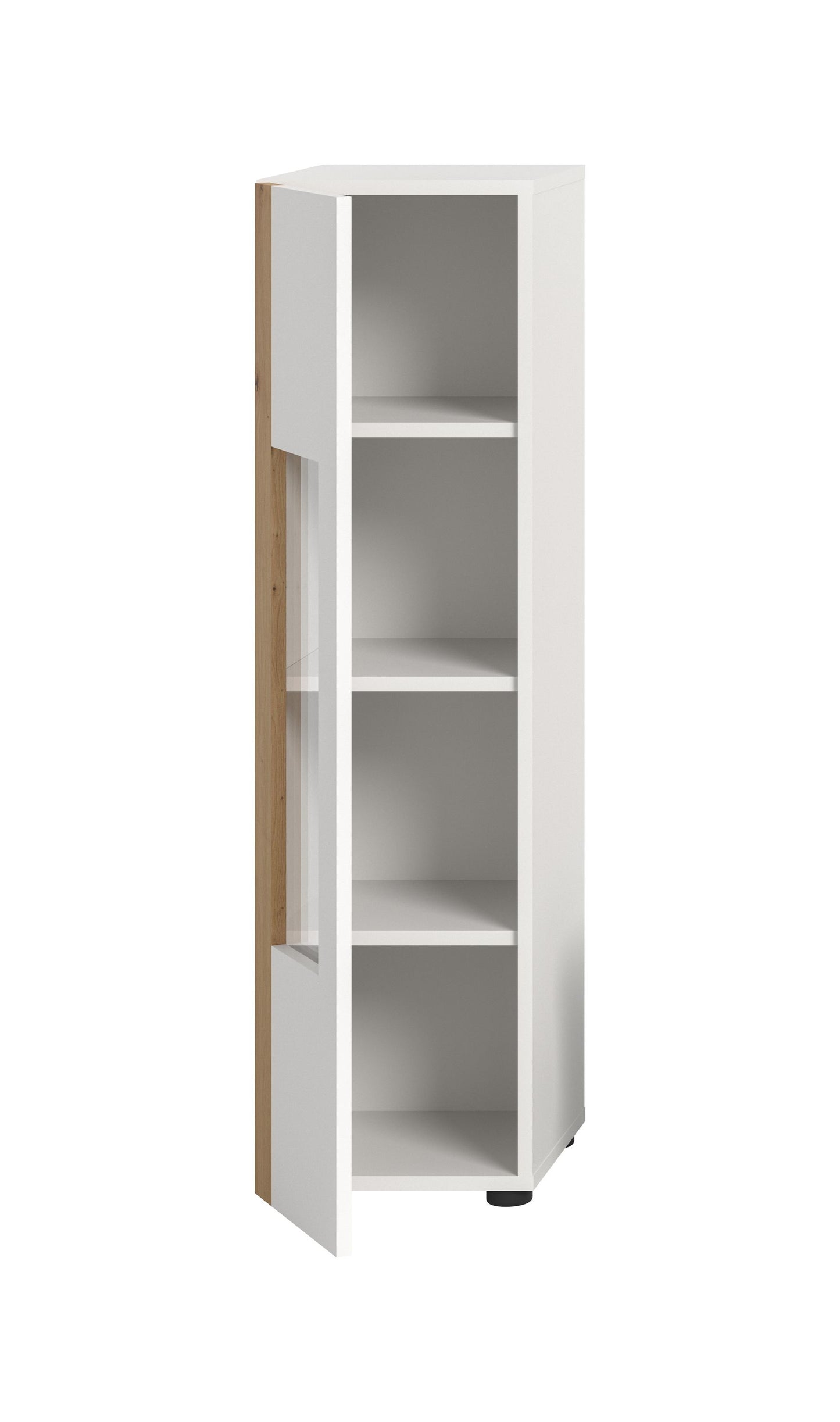 Homes & Jones Wohnzimmerschrank Vitrine weiß, Schrank mit 1 Tür, Möbel